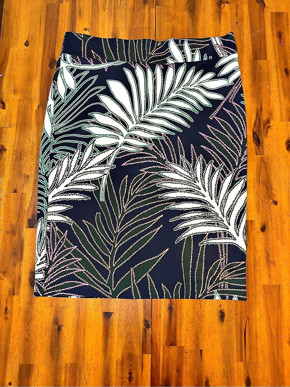 ELOQUII Tropical Leaf Print Stretch Pencil Skirt Black & White Size 18